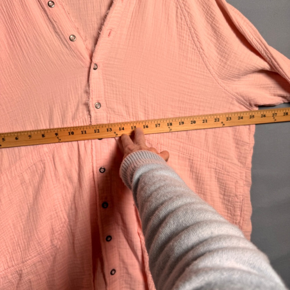 Gauze Shirt M Pink We The Free Oversized Frayed Boho Coastal Cottagecore Pnk - Picture 4 of 7